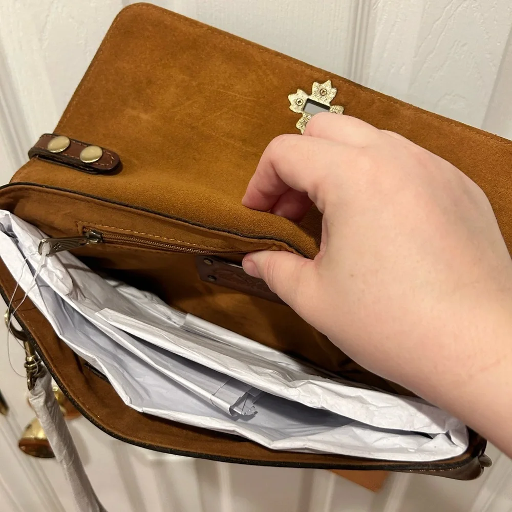 Patricia Nash Rich Brown Leather Crossbody Bag - Picture 4 of 7